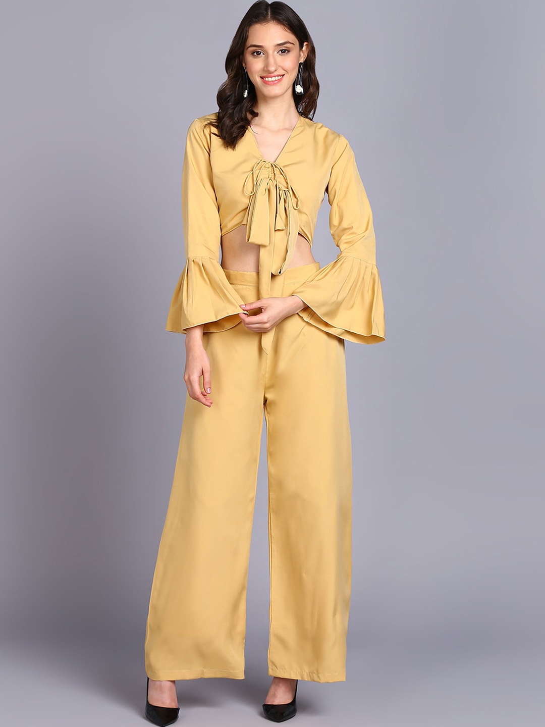 

Rudraaksha Creations Crop Top & Palazzo, Mustard