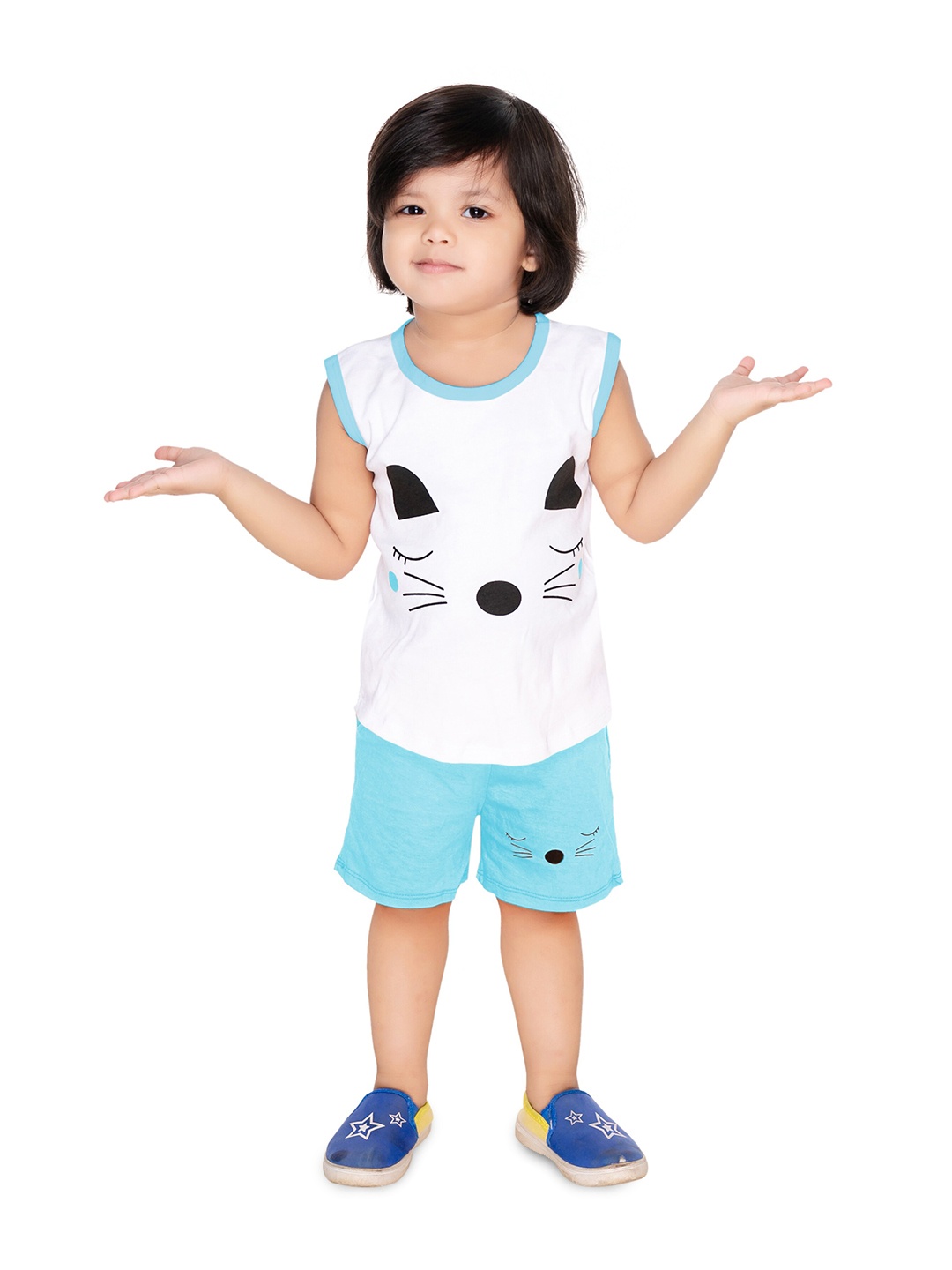 

BAESD Boys Printed Pure Cotton T-Shirt With Shorts, Turquoise blue