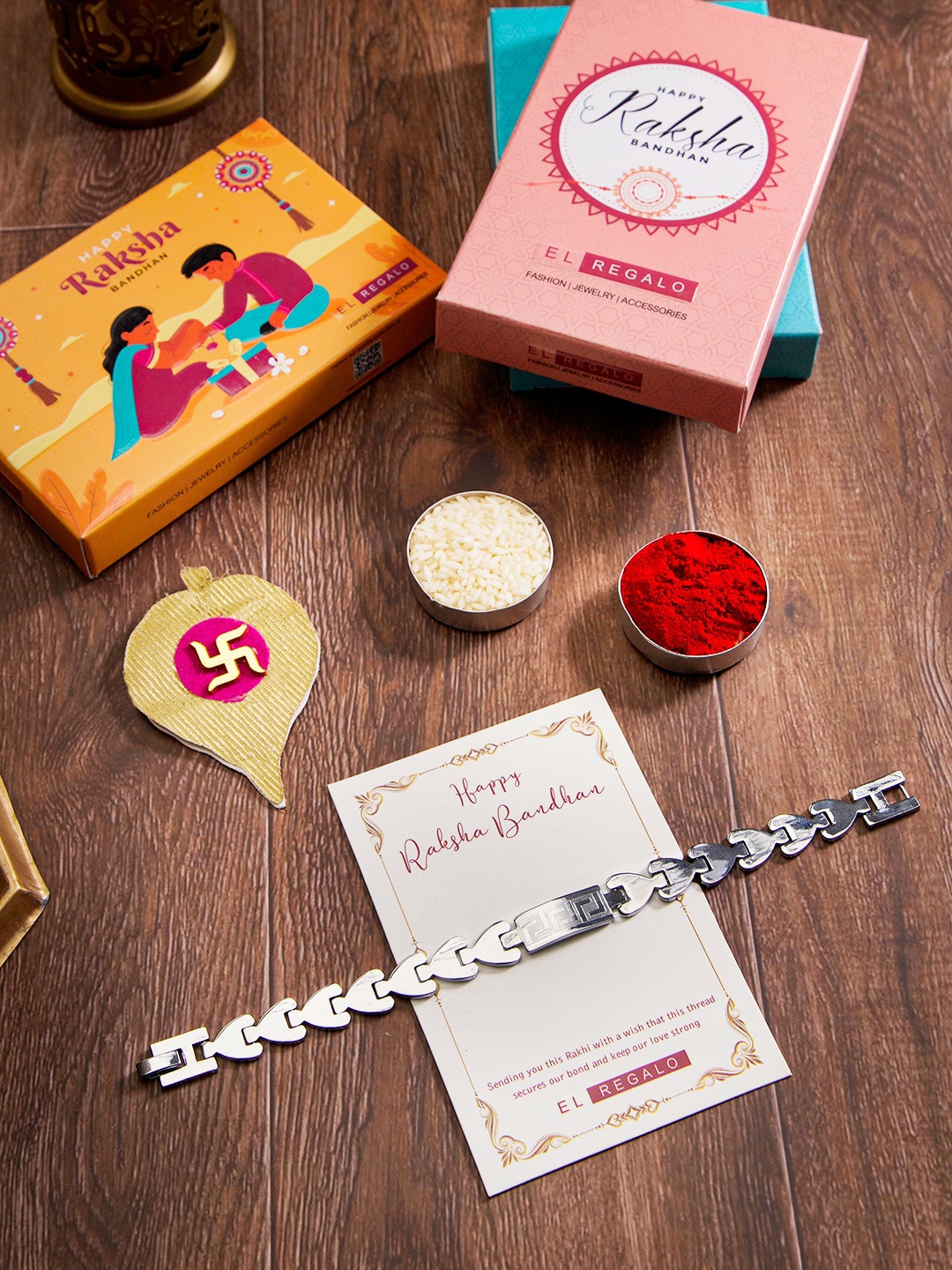 

EL REGALO Stainless Steel Chain Rakhi, Silver