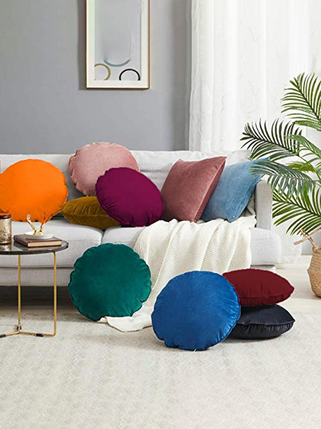 

CHRONEX Maroon 2-Pieces Velvet Round Cushion Covers