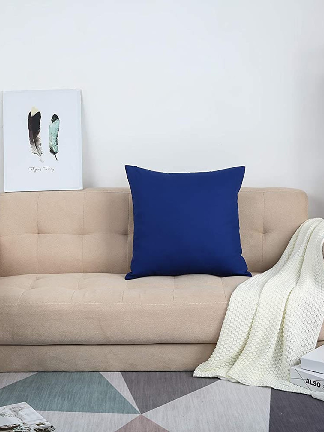 

CHRONEX Blue 2 Pieces Cotton Square Pillow Covers