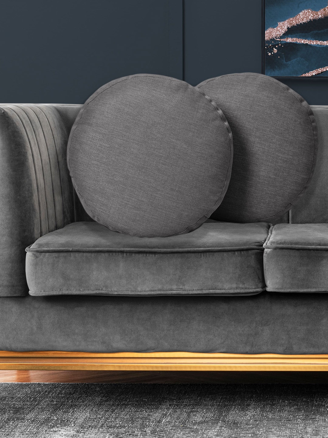 

CHRONEX Grey 2-Pieces Cotton Round Cushion Covers