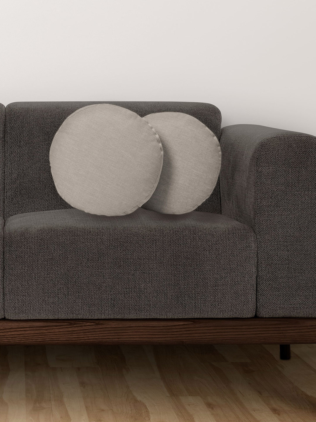 

CHRONEX Grey 2 Pieces Cotton Round Pillow Covers