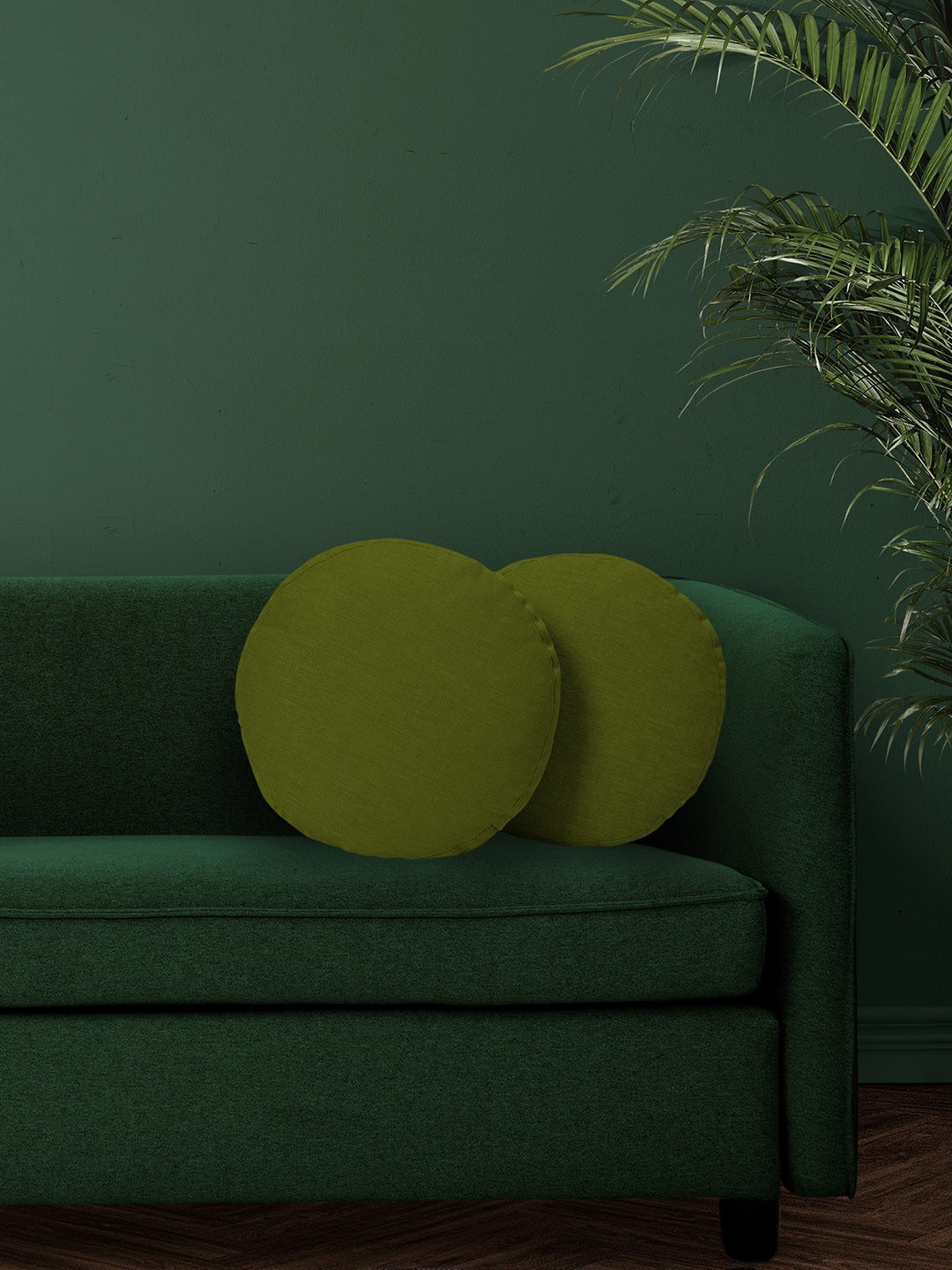 

CHRONEX 2-Pcs Green Cotton Round Pillow Covers