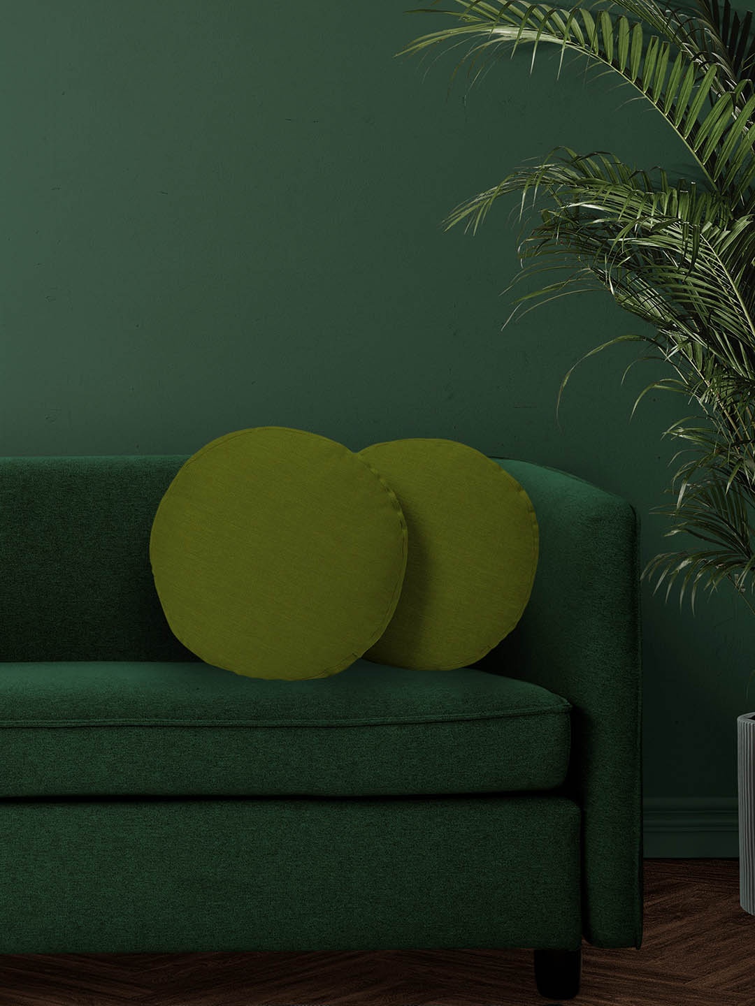 

CHRONEX 2-Pcs Green Cotton Round Pillow Covers