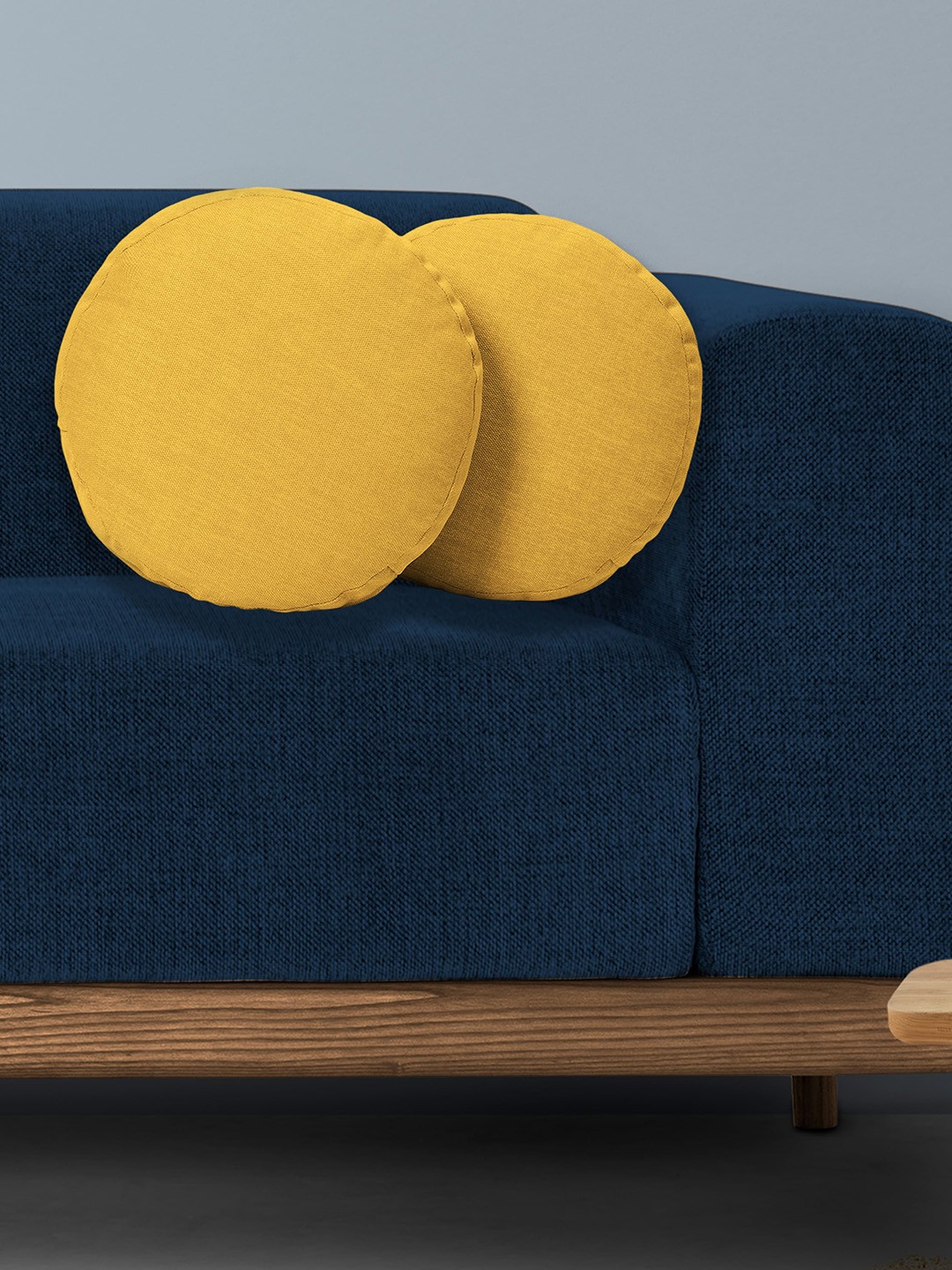 

CHRONEX Yellow 2 Pieces Cotton Round Pillow Covers