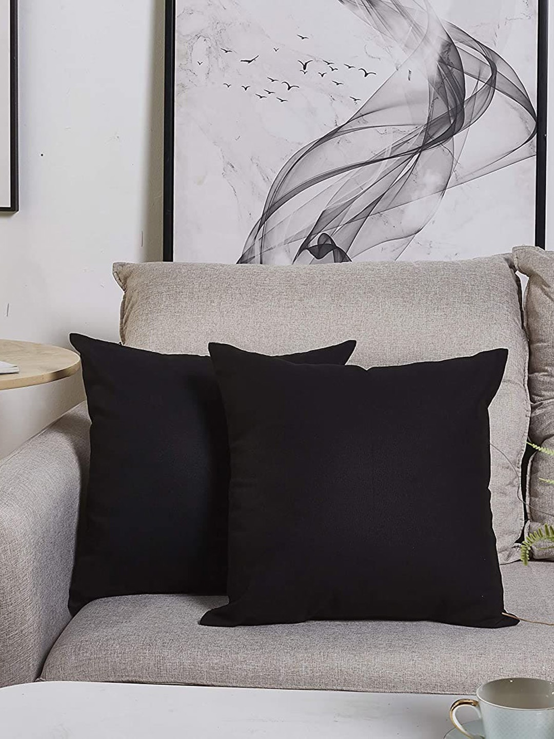 

CHRONEX Black 2 Pieces Cotton Square Pillow Covers