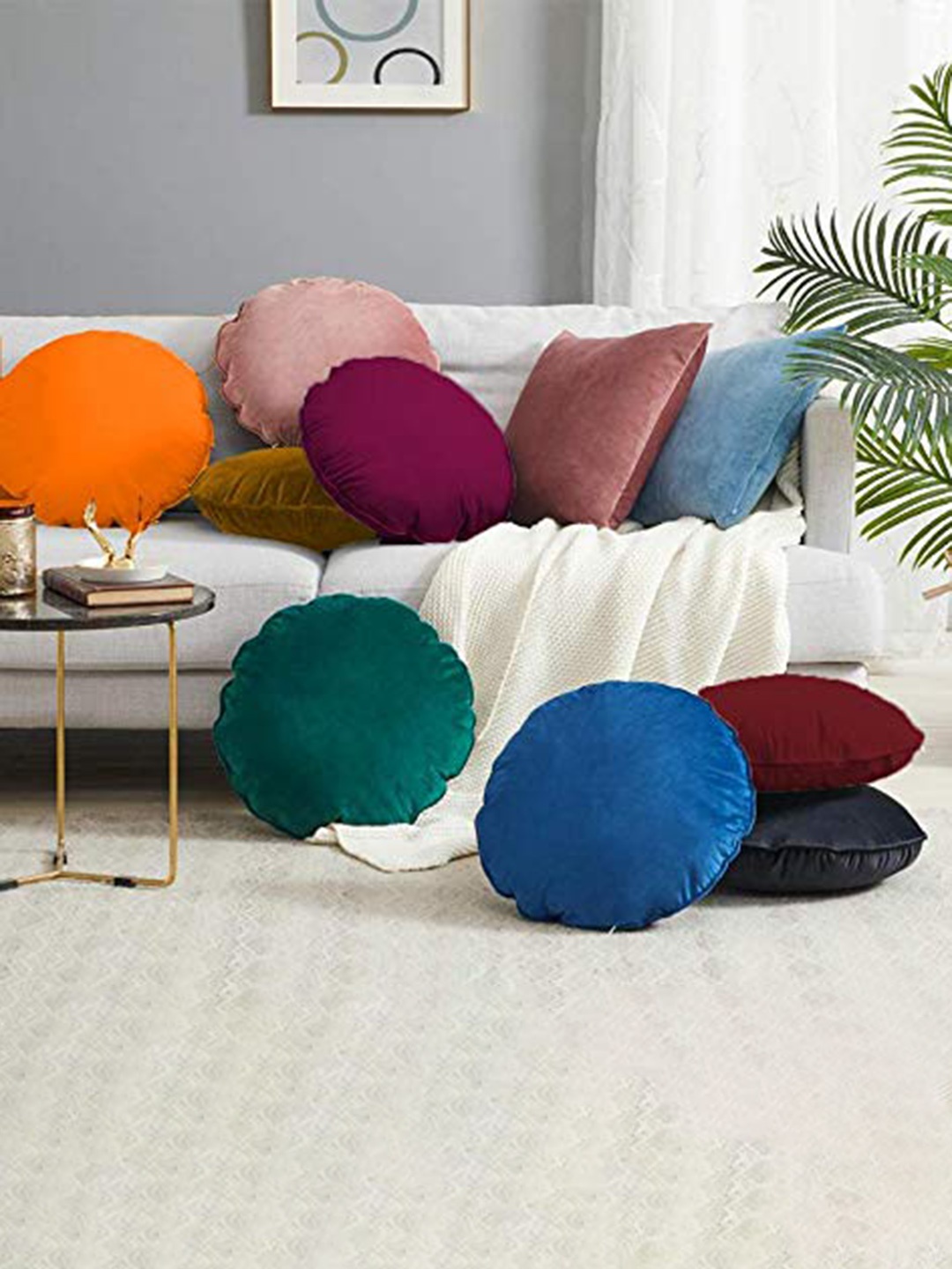 

CHRONEX Purple 2 Pieces Velvet Round Pillow Covers