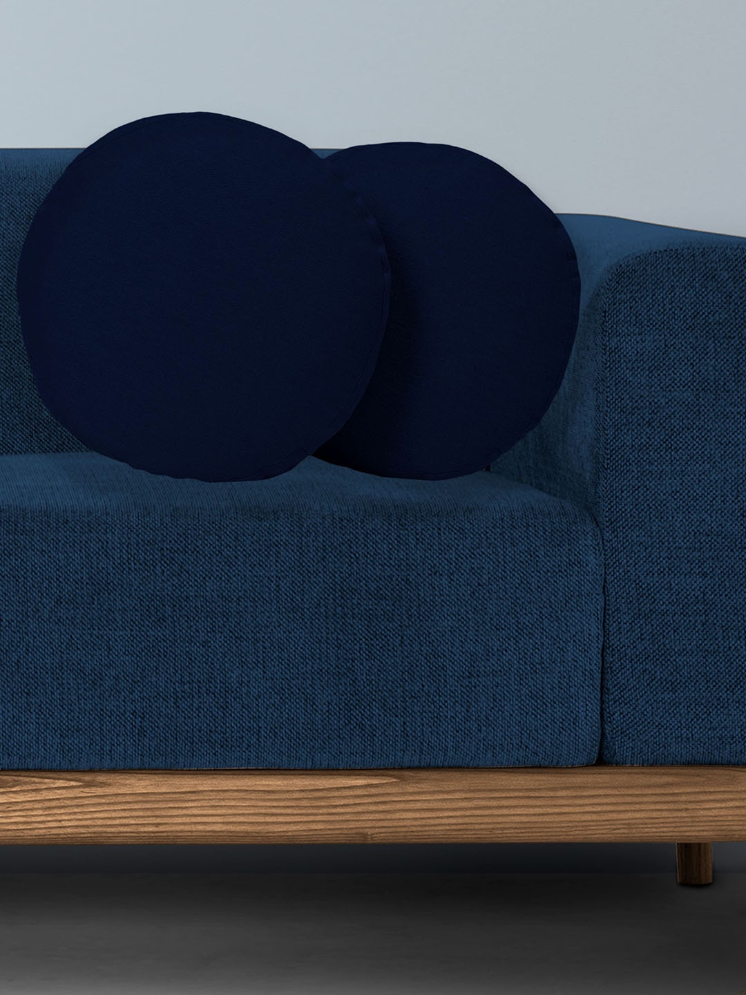 

CHRONEX Navy-Blue 2-Pieces Round Pure Cotton Cushion Covers