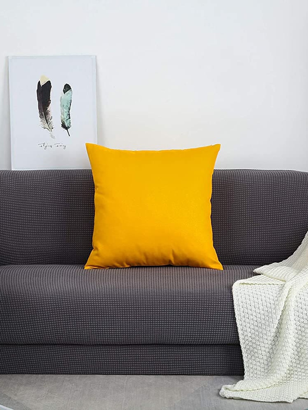 

CHRONEX Yellow 2-Pieces Pure Cotton Cushion Covers