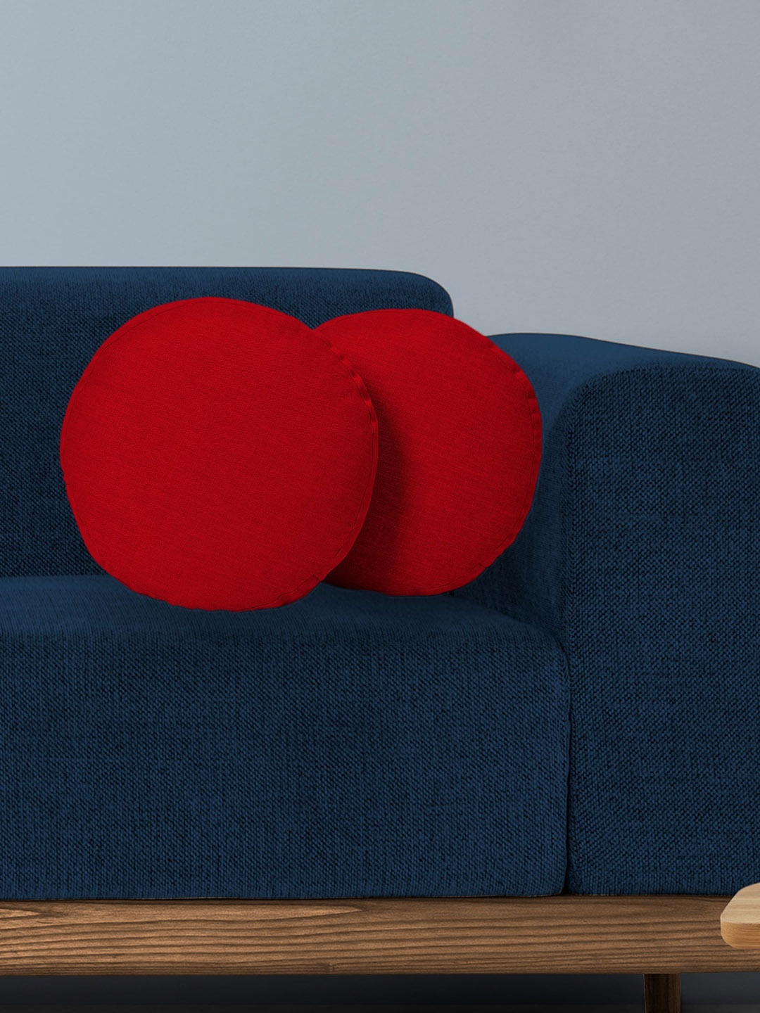 

CHRONEX Red 2 Pieces Round Pure Cotton Pillow Covers