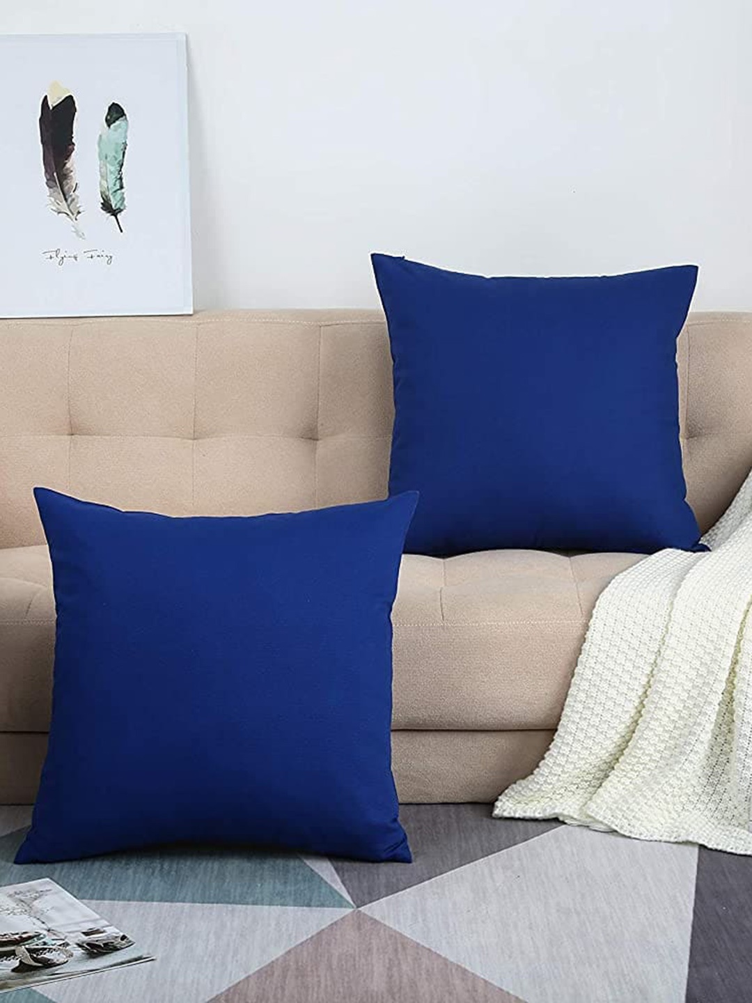 

CHRONEX Blue 2 Pieces Square Pure Cotton Pillow Covers