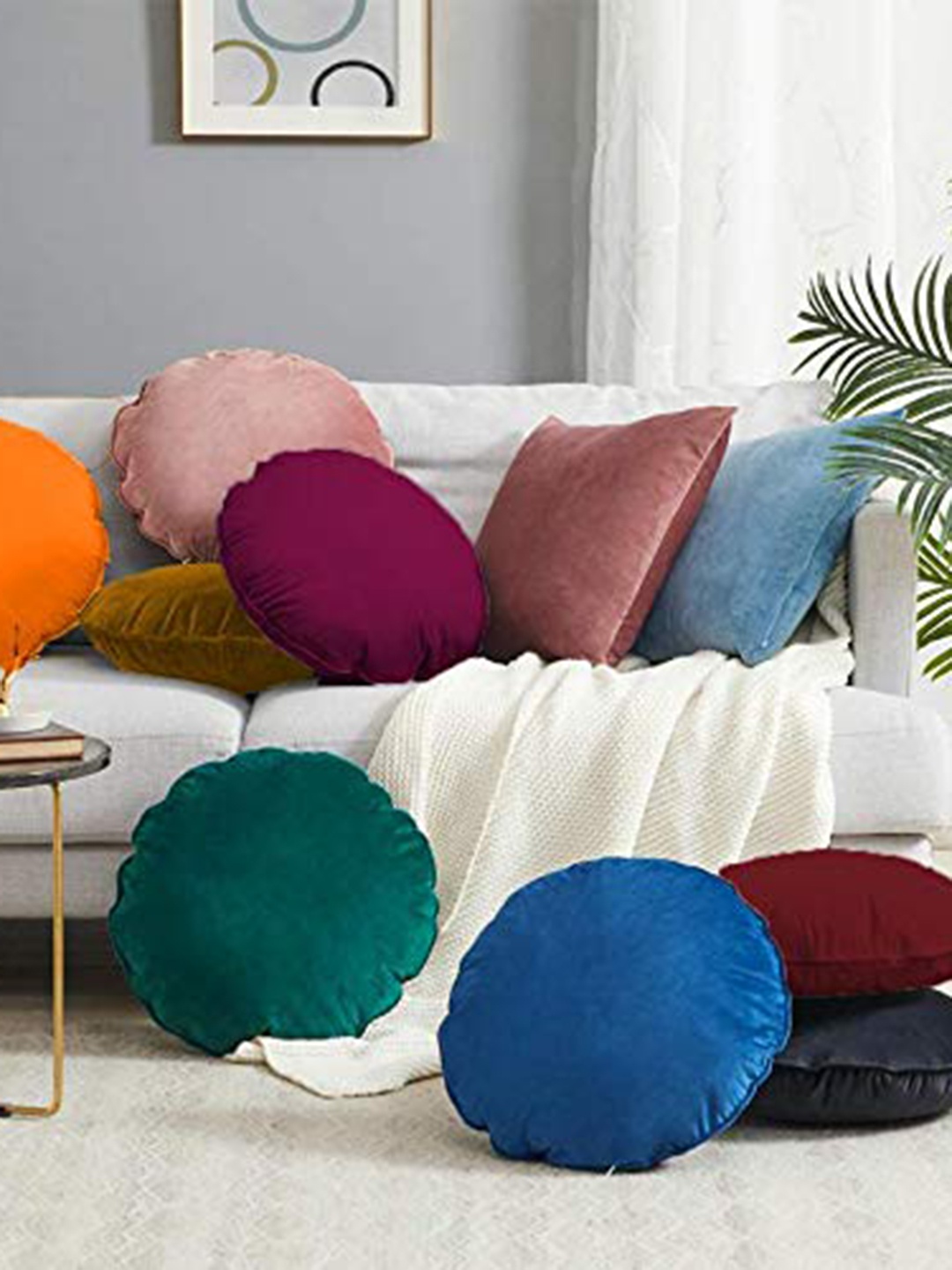 

CHRONEX Pink 2 Pieces Round Velvet Pillow Covers