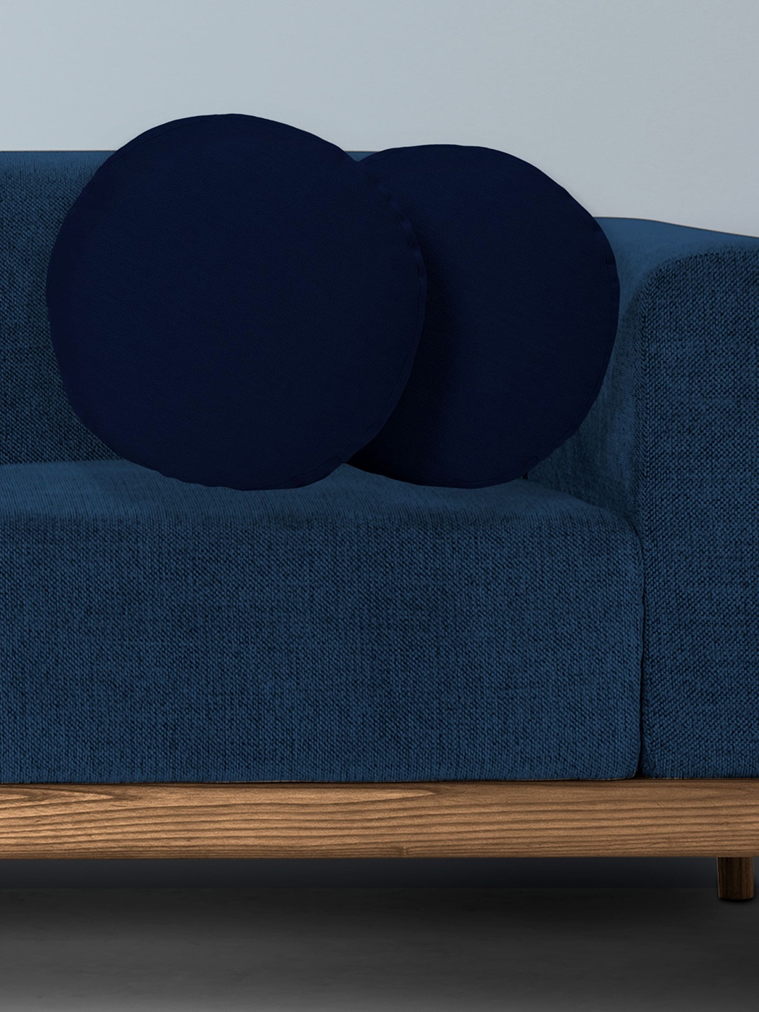 

CHRONEX Navy-Blue 2 Pieces Round Pure Cotton Pillow Covers