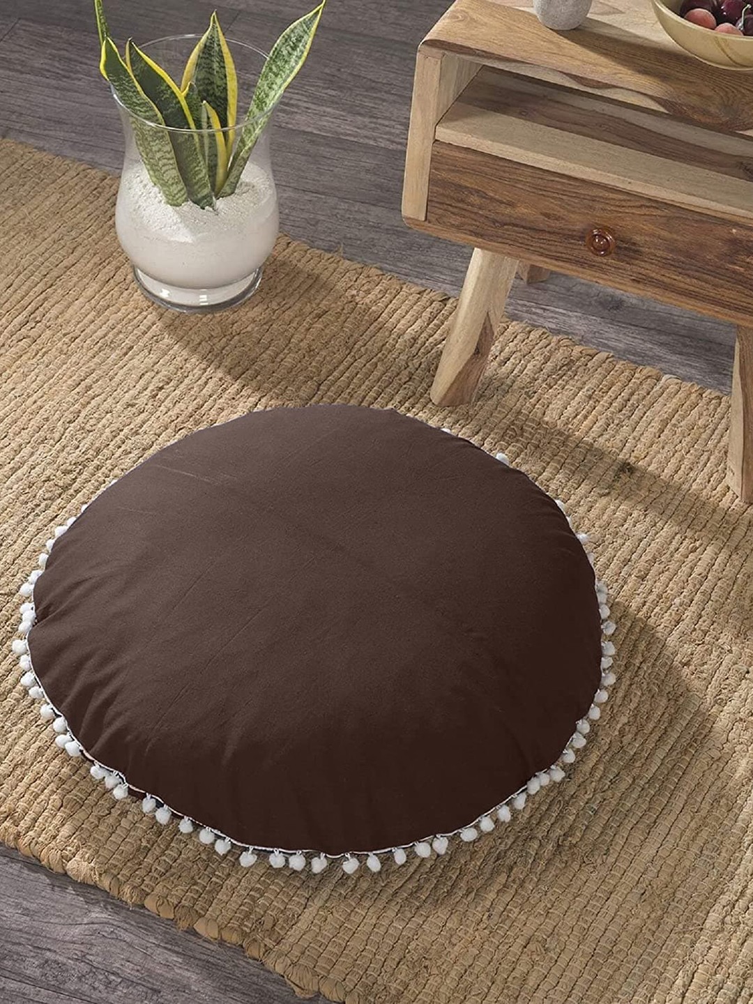 

CHRONEX Brown 2 Pieces Round Velvet Pillow Covers