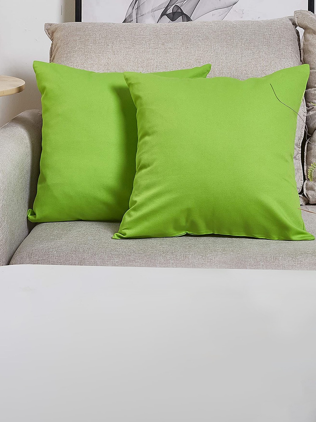 

CHRONEX Green 2 Pieces Square Pure Cotton Pillow Covers