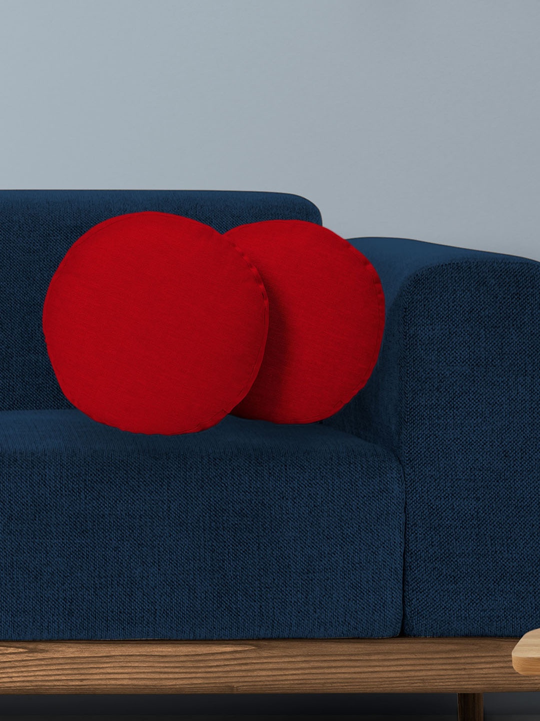 

CHRONEX Red 2-Pieces Round Pure Cotton Cushion Covers