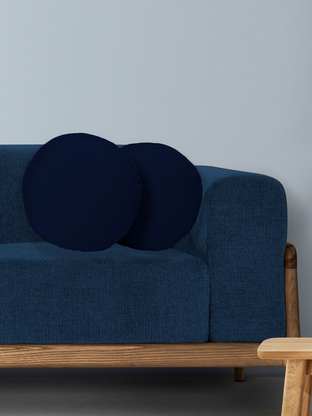 

CHRONEX Blue 2 Pieces Round Pure Cotton Pillow Covers