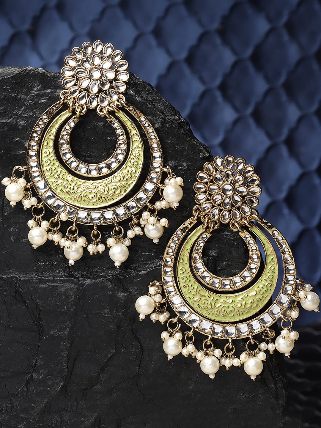 

KARATCART Gold-Plated Contemporary Chandbali Earrings