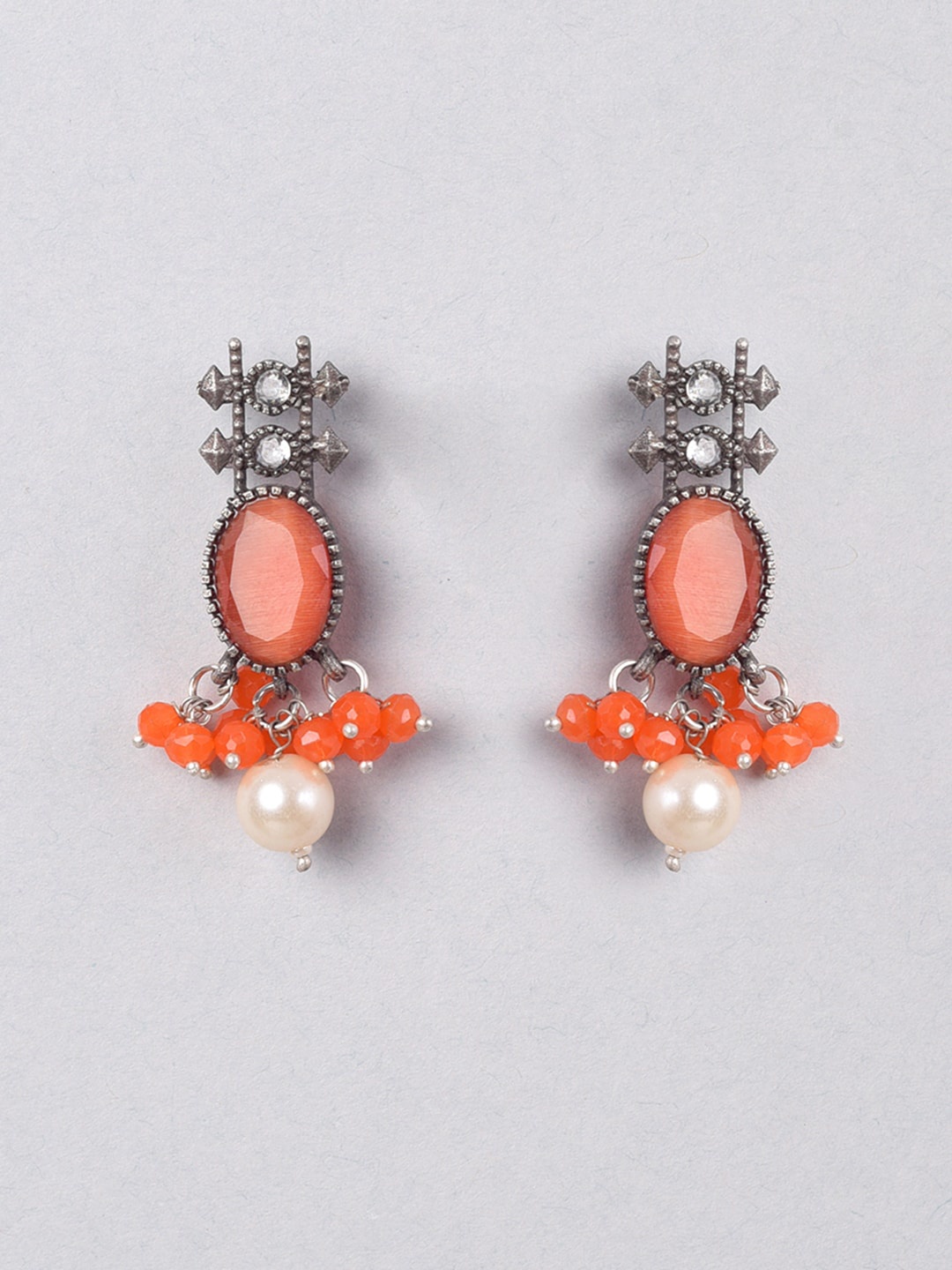 

phuljhadi Silver-Plated Stone-Studded Contemporary Drop Earrings