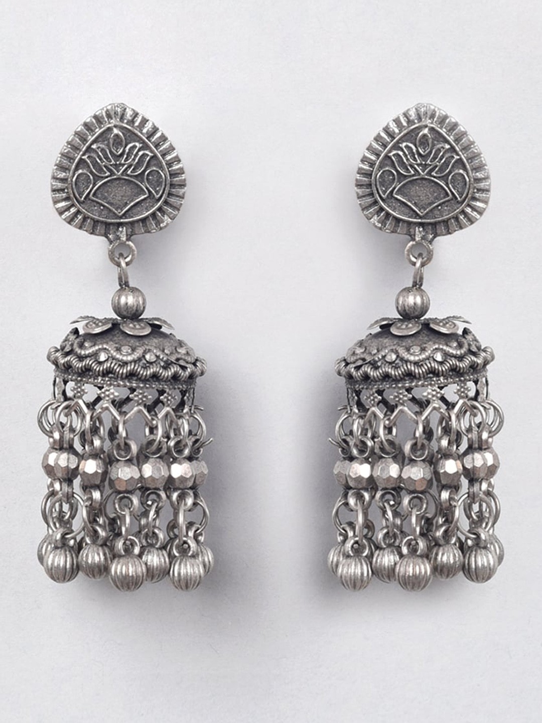 

phuljhadi Silver-Plated Dome Shaped Jhumkas