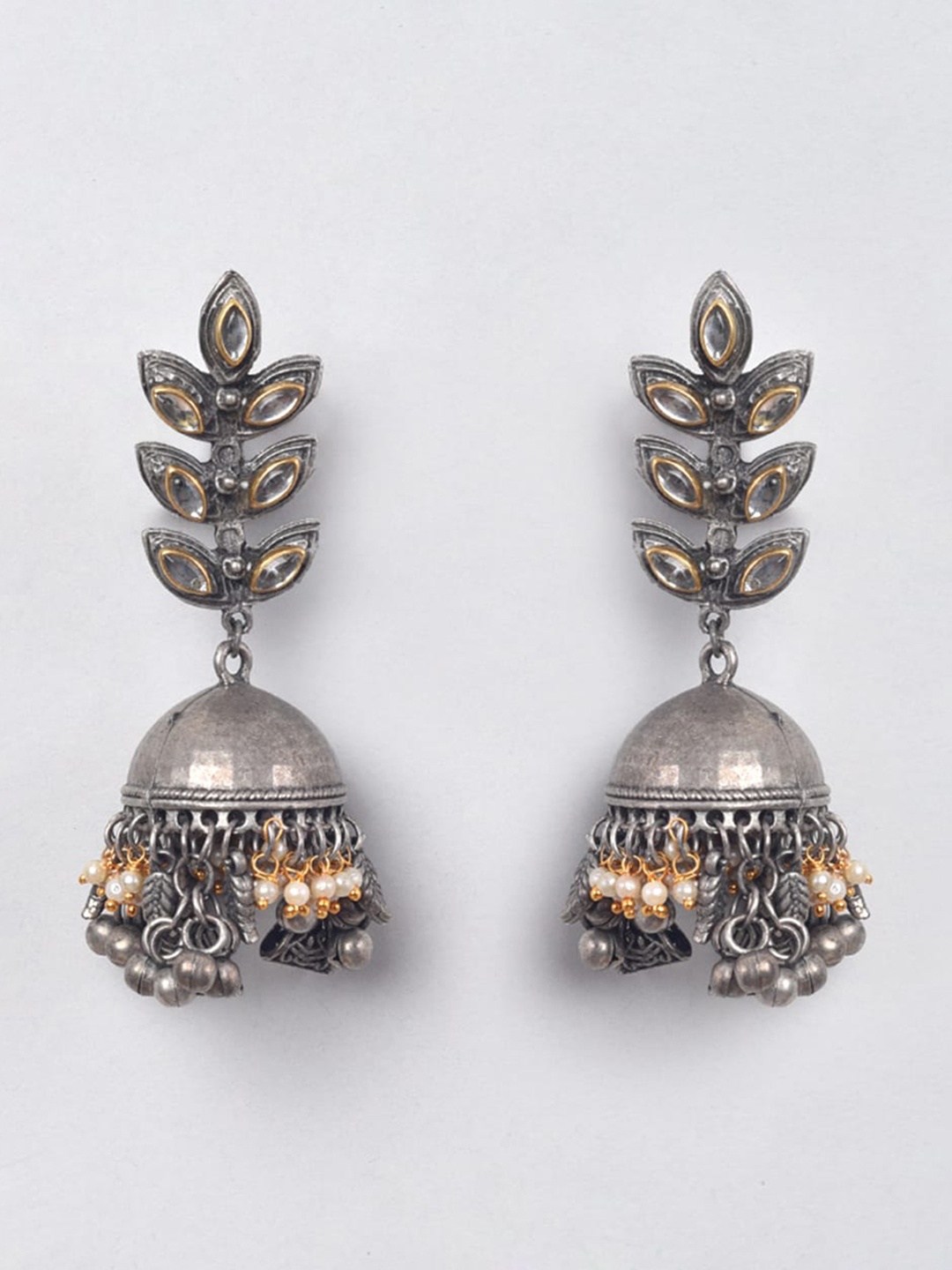 

phuljhadi Silver-Plated Dome Shaped Jhumkas