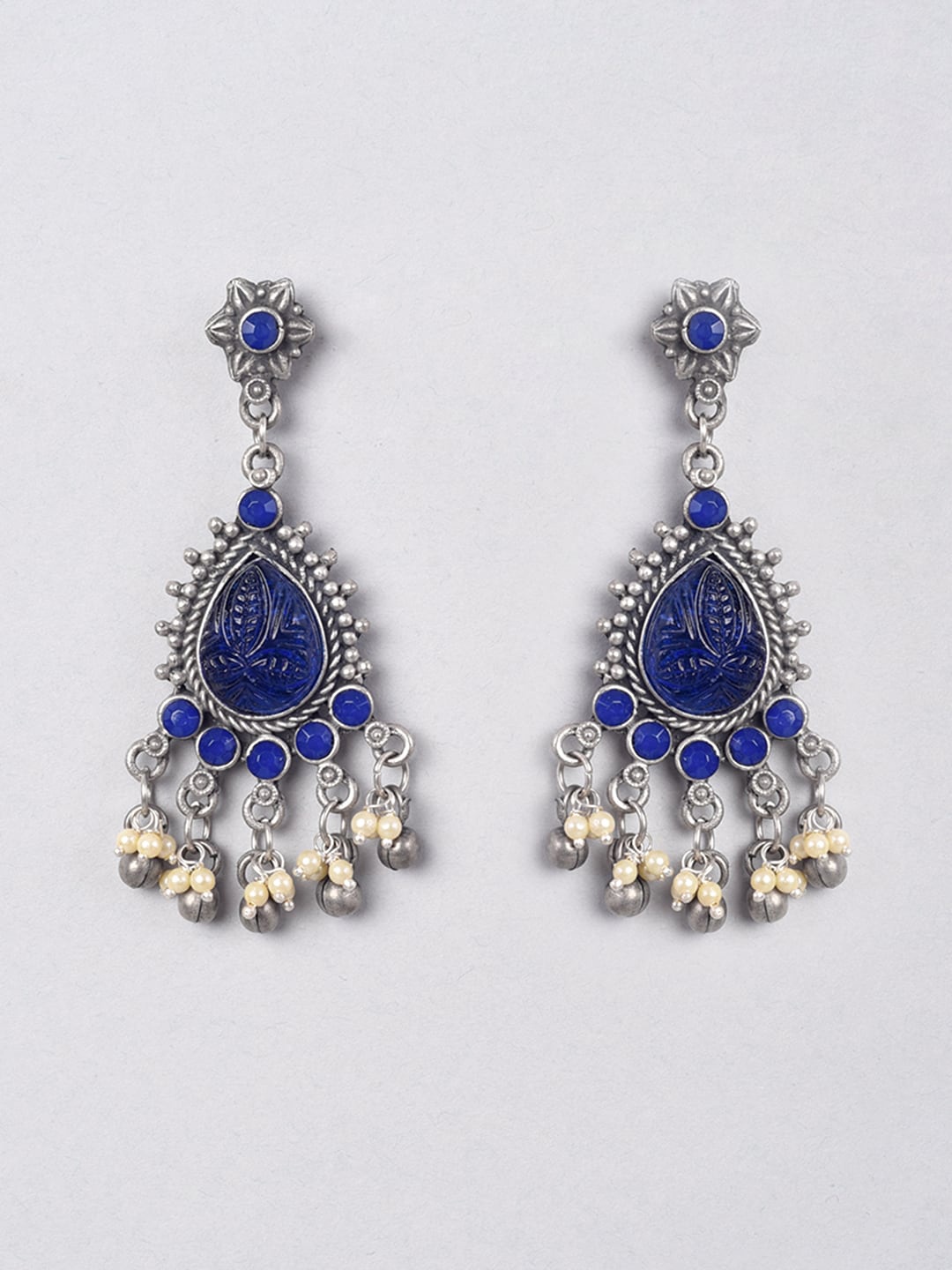 

phuljhadi Silver-Plated Stone Studded Contemporary Drop Earrings