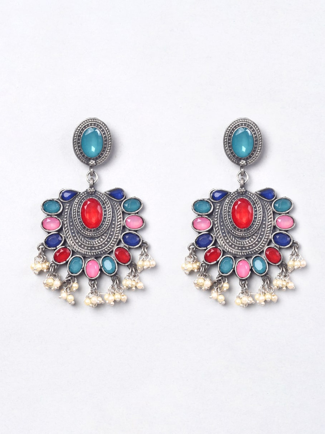 

phuljhadi Silver-Plated Contemporary Drop Earrings