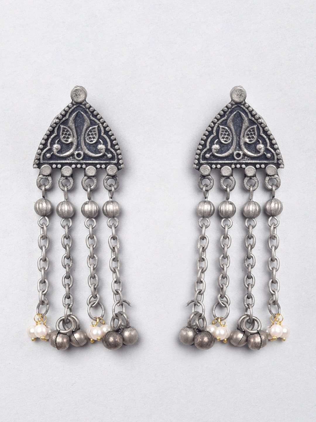 

phuljhadi Silver-Plated Contemporary Drop Earrings