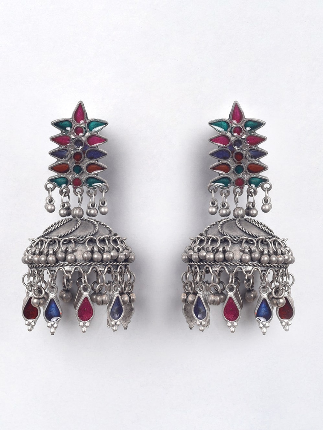 

phuljhadi Silver-Plated Contemporary Jhumkas Earrings