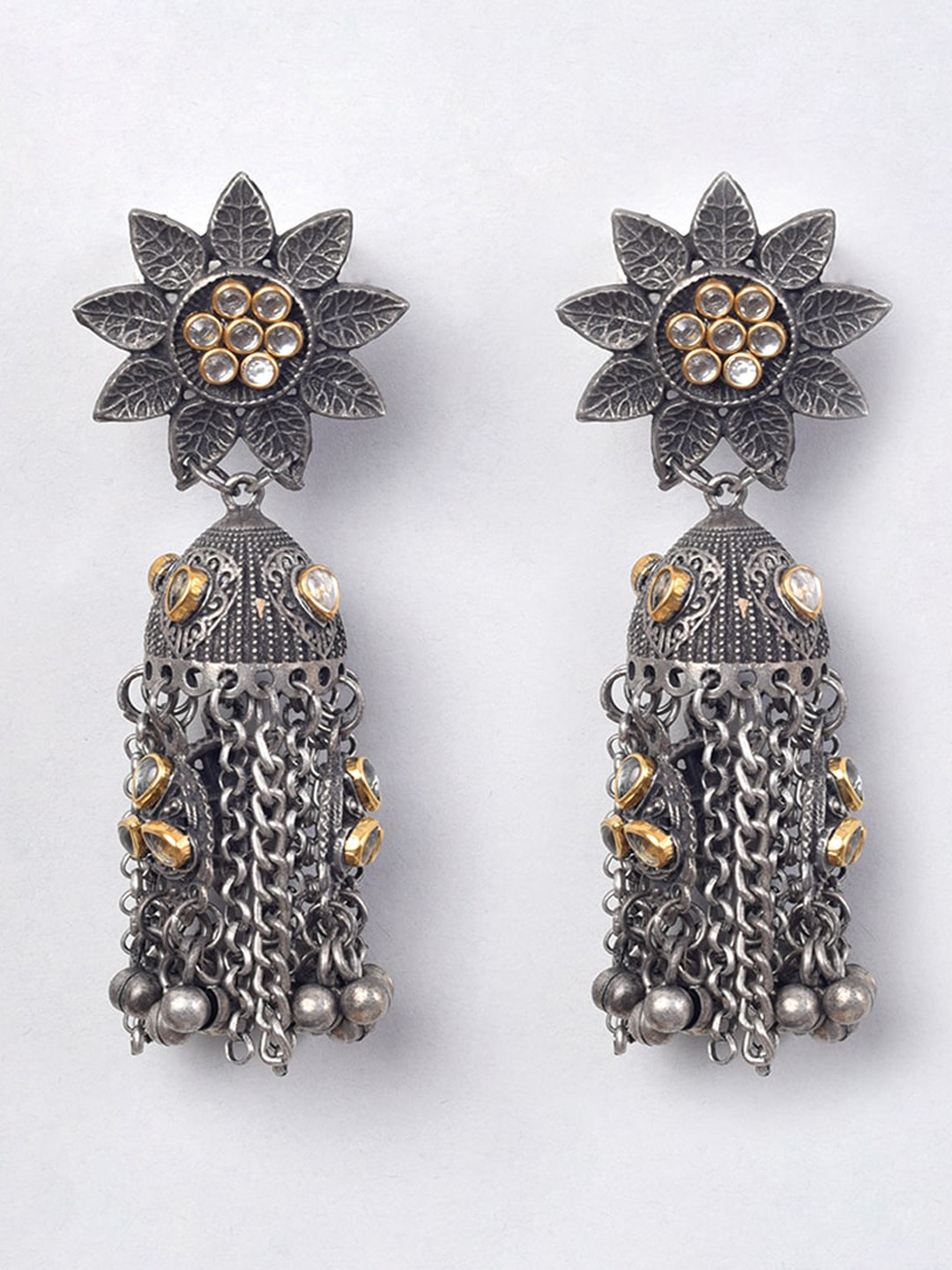 

phuljhadi Silver-Plated Contemporary Jhumkas Earrings