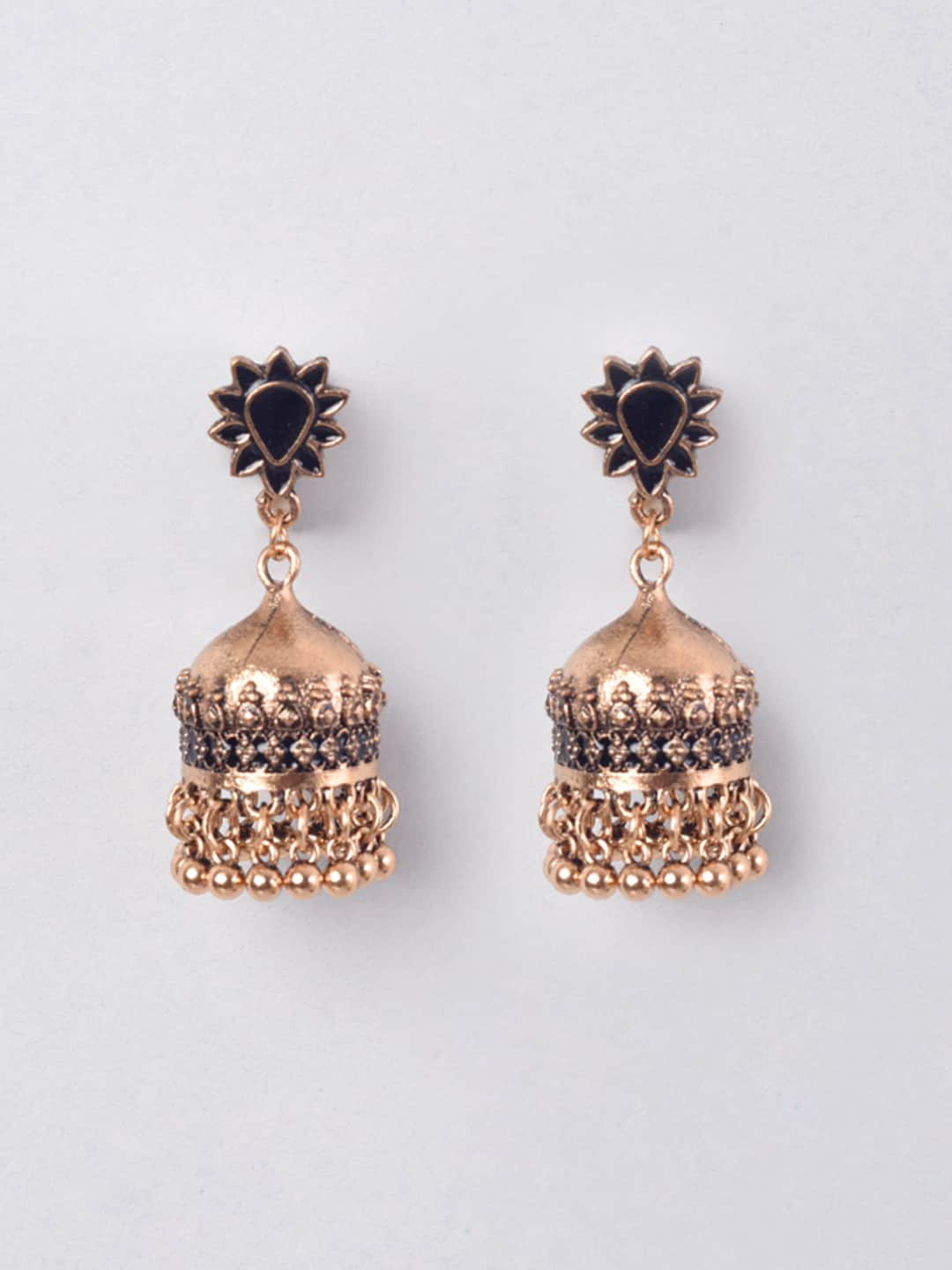 

phuljhadi Gold-Plated Dome-Shaped Jhumkas