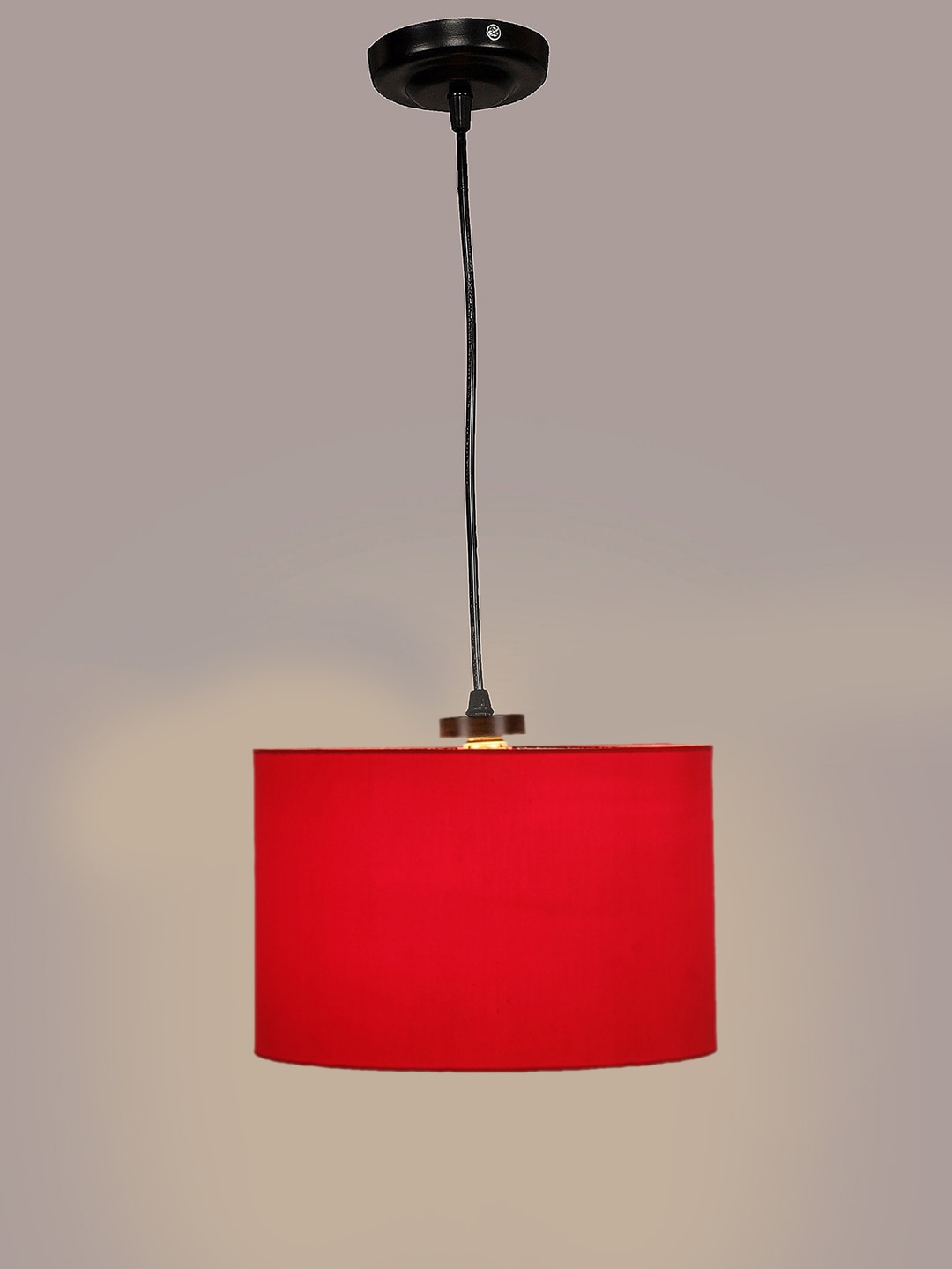 

Devansh Red Cotton Drum Hanging Lamp