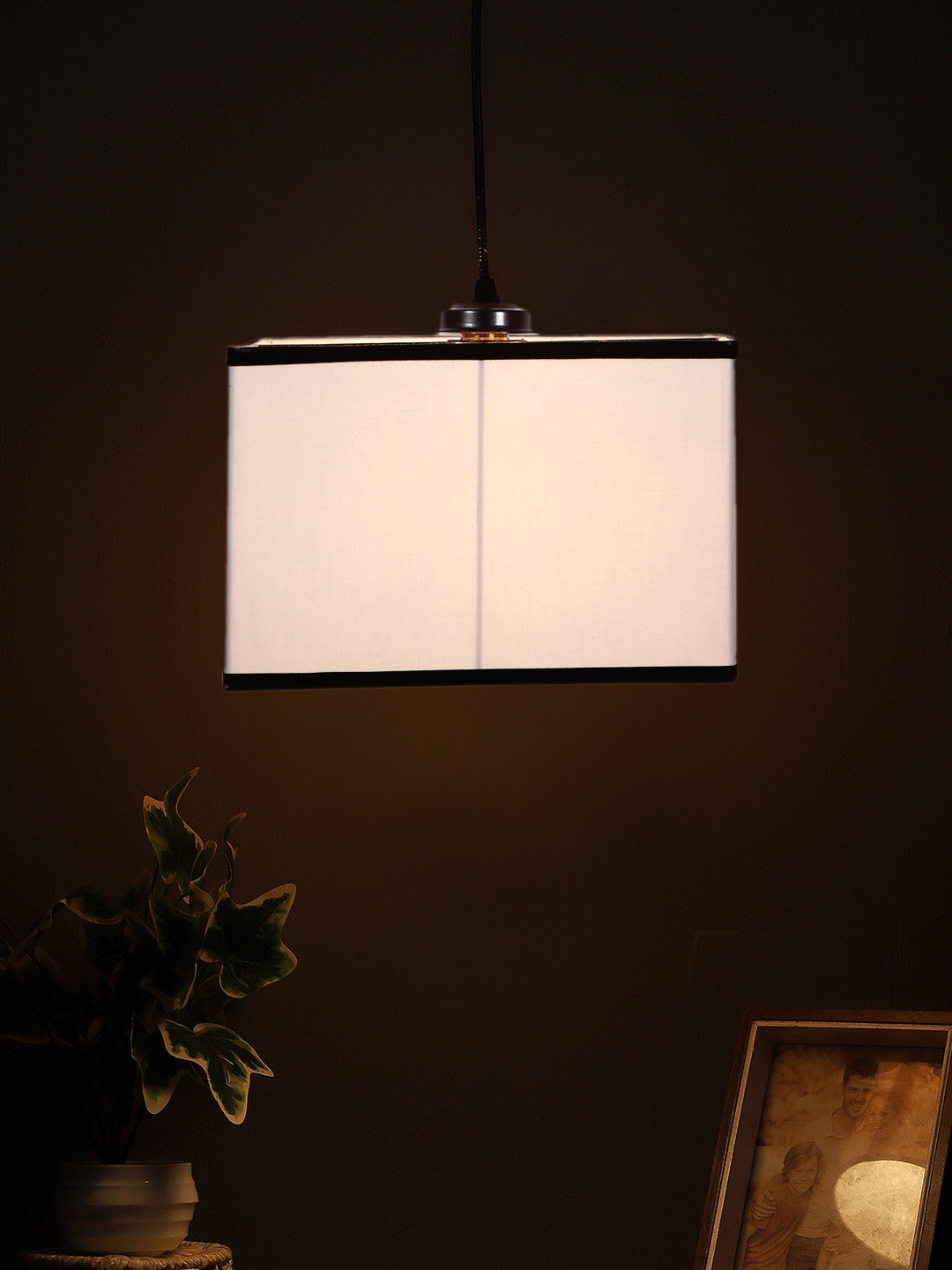 

Devansh White & Black Square Cotton Ceiling Lamp