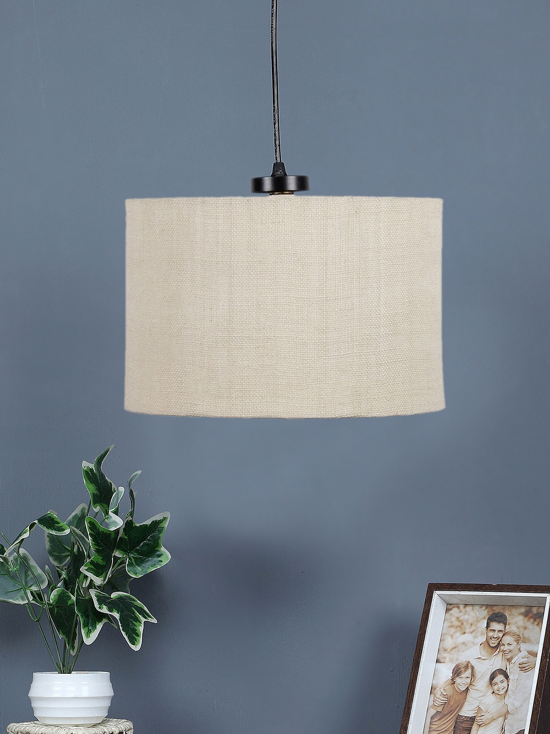 

Devansh White Drum Jute Hanging Pendant Ceiling Lamp