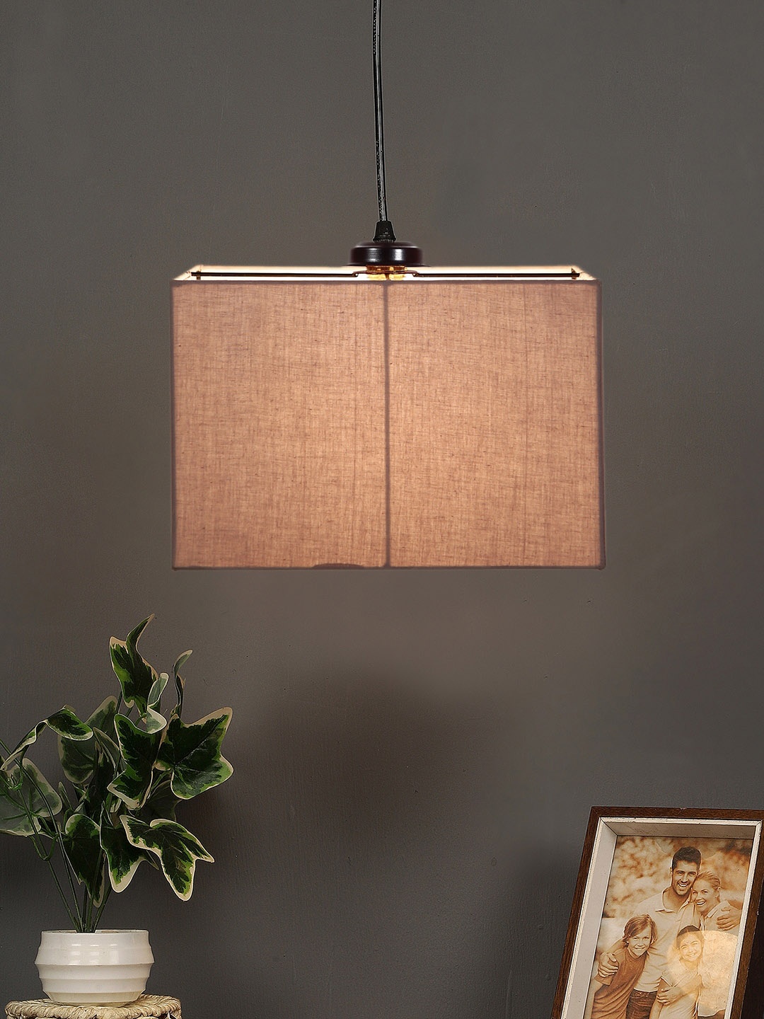 

Devansh Grey Square Cotton Hanging Pendant Ceiling Lamp