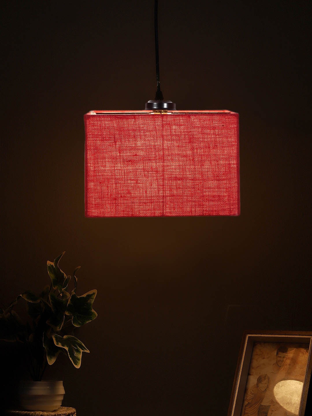 

Devansh Pink Textured Jute Square Hanging Lamp