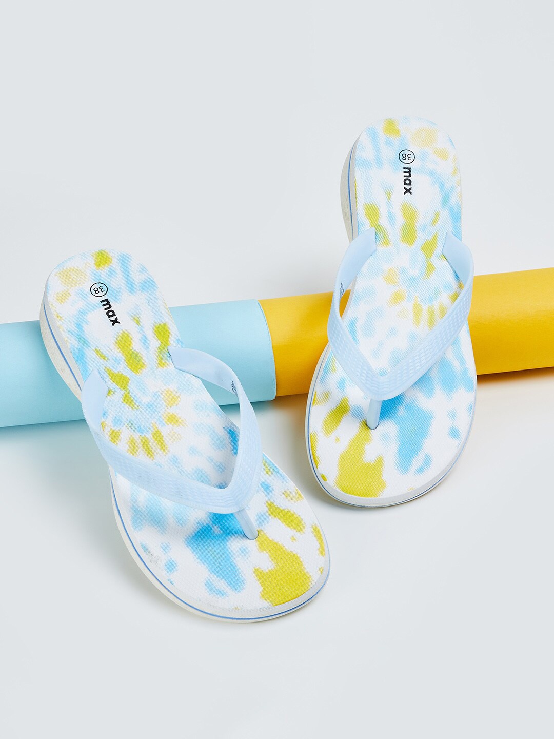 

max Women Printed Thong Flip-Flops, White