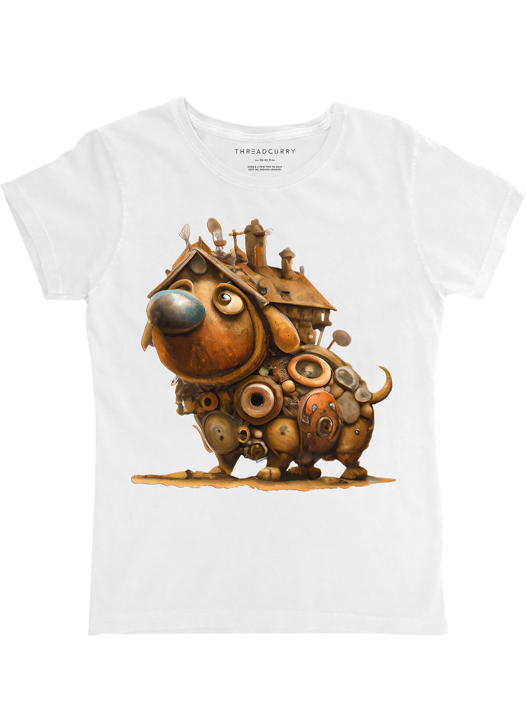 

THREADCURRY Girls Graphic Printed Cotton T-shirt, White