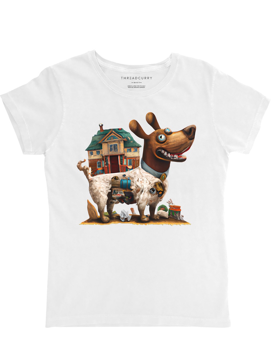 

THREADCURRY Girls Graphic Printed Cotton T-shirt, White