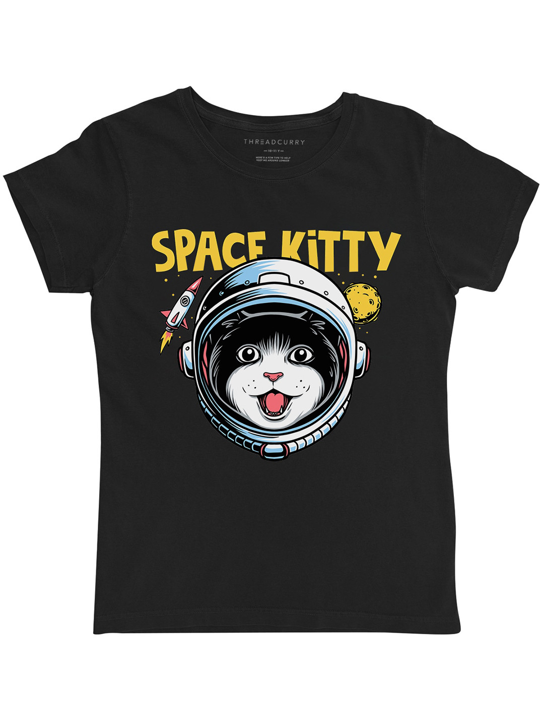 

THREADCURRY Girls Graphic Printed Cotton T-shirt, Black