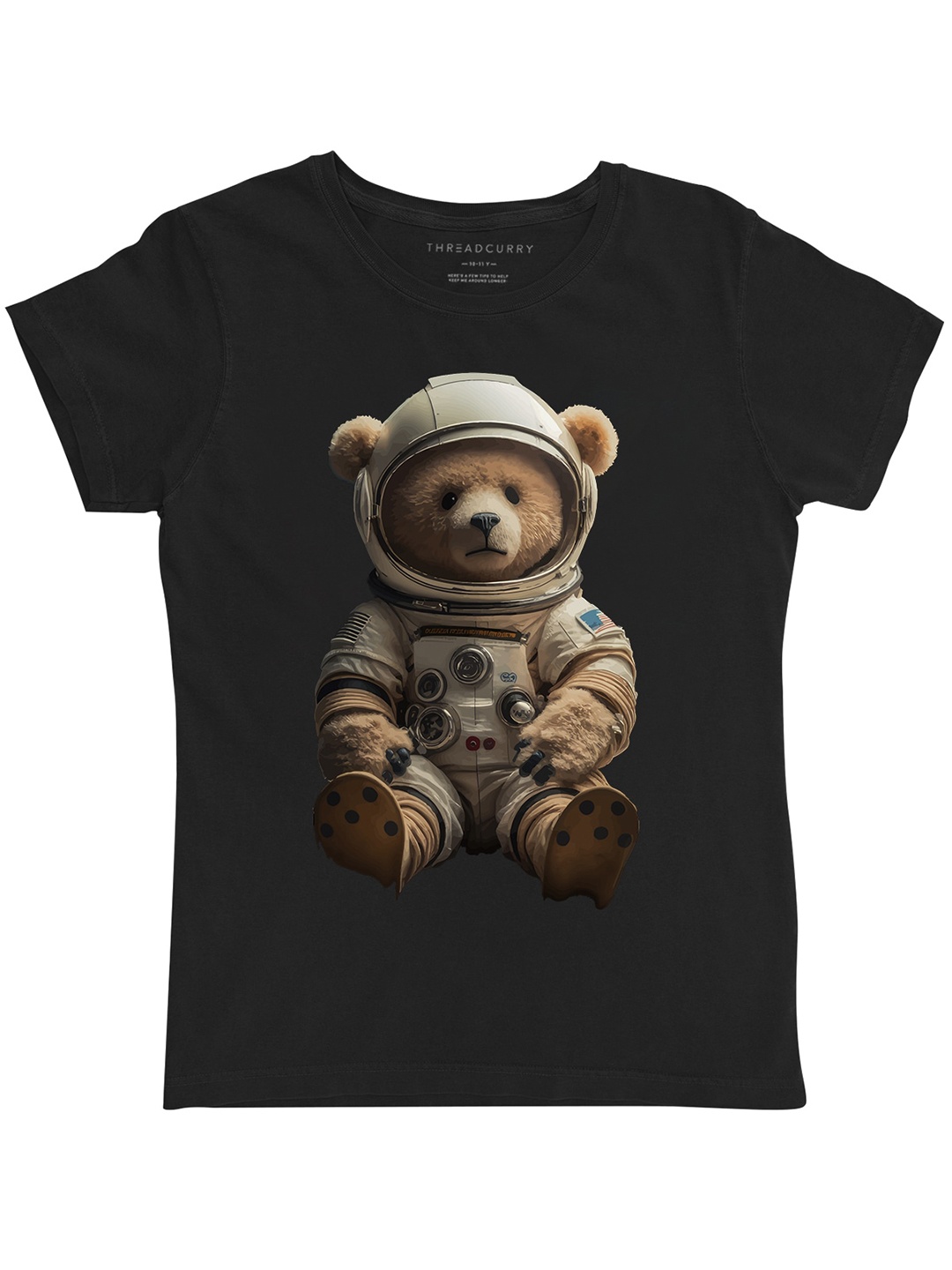 

THREADCURRY Girls Graphic Printed Cotton T-shirt, Black