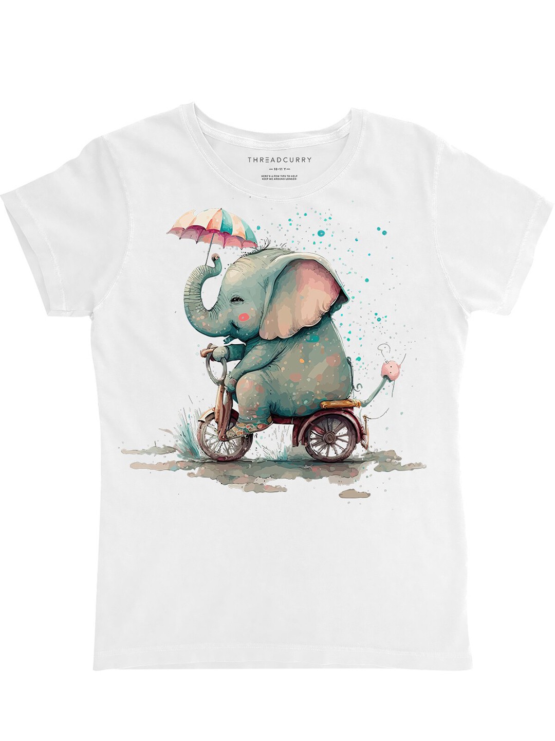 

THREADCURRY Girls Graphic Printed Cotton T-shirt, White