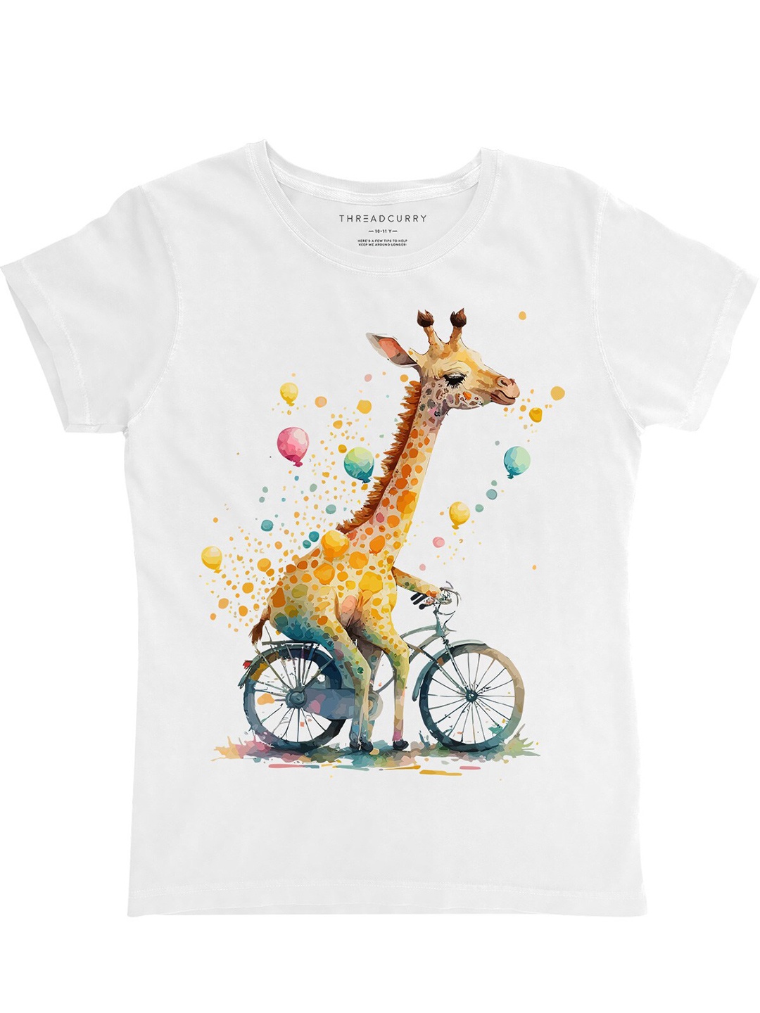 

THREADCURRY Girls Graphic Printed Cotton T-shirt, White