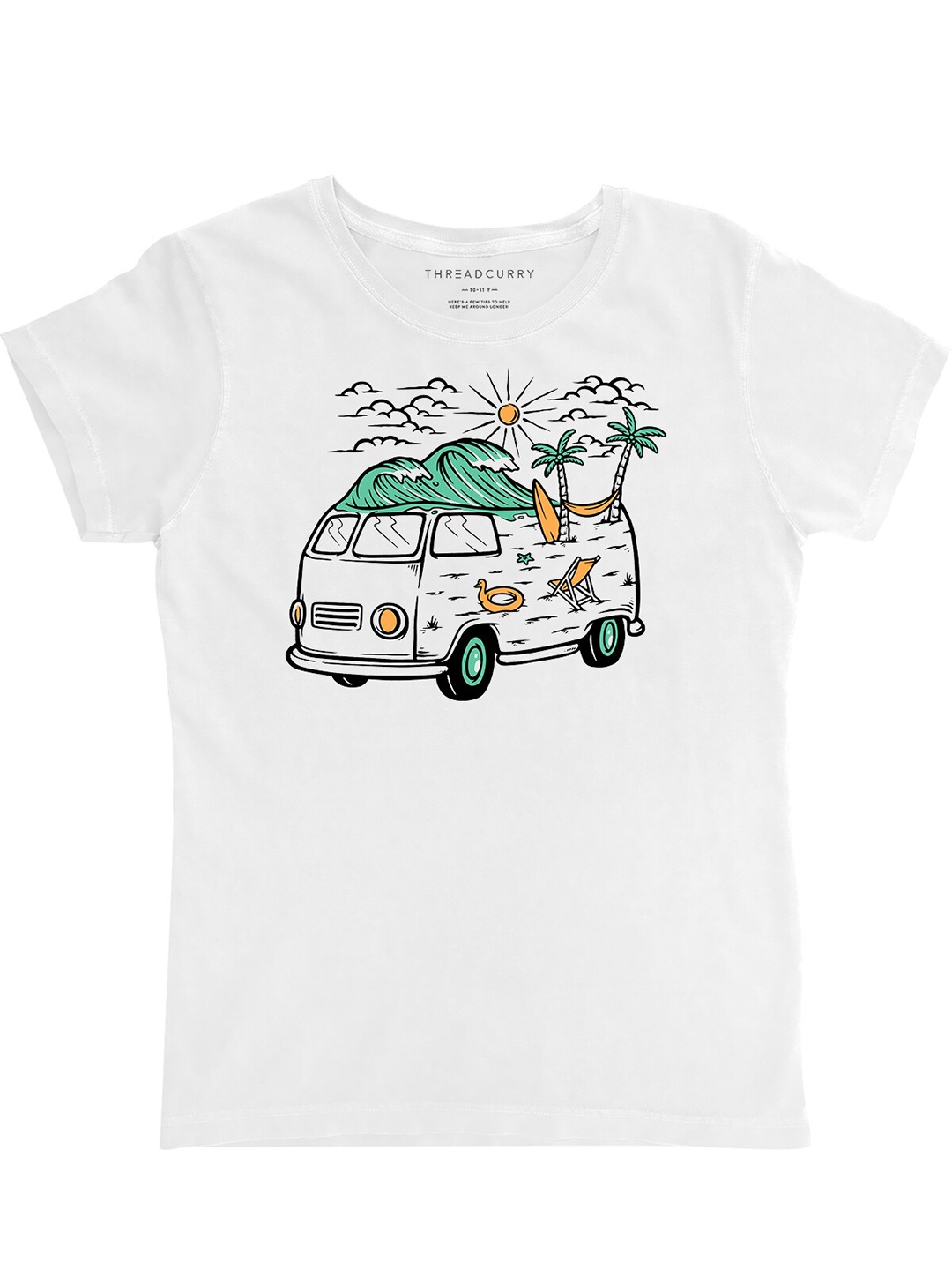 

THREADCURRY Girls Graphic Printed Cotton T-shirt, White