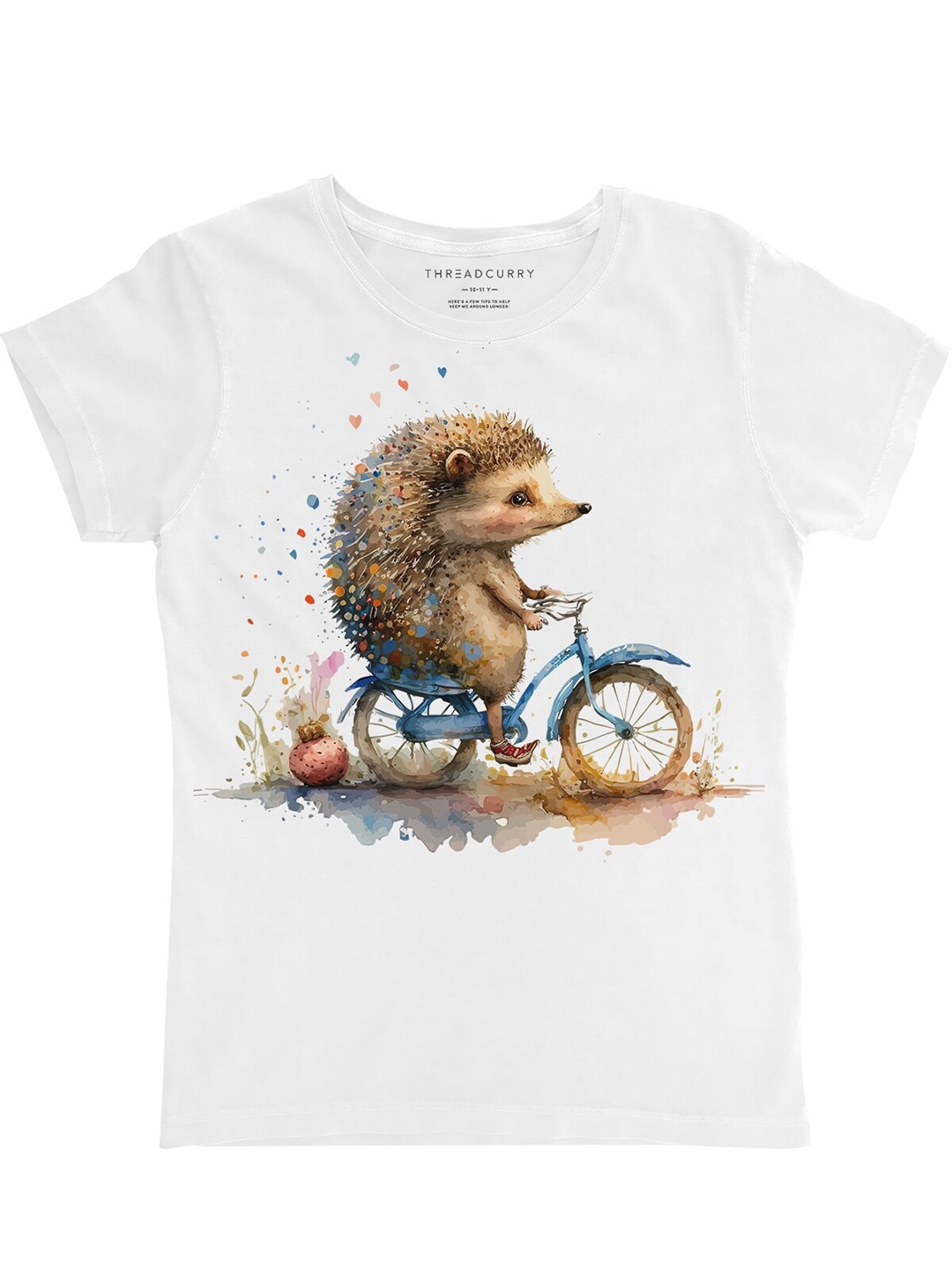 

THREADCURRY Girls Graphic Printed Cotton T-shirt, White
