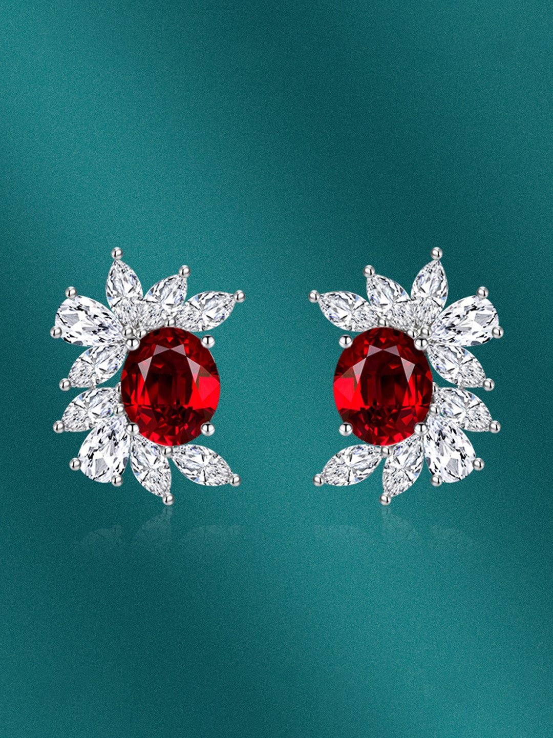 

Designs & You Silver-Plated CZ-Studded Contemporary Studs Earrings