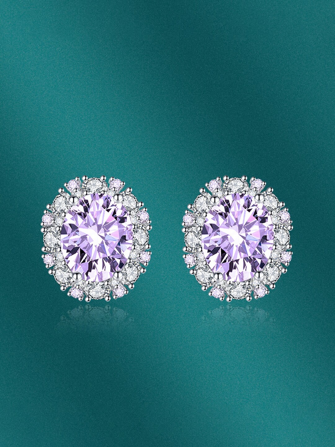 

Designs & You Silver-Plated CZ-Studded Contemporary Studs Earrings