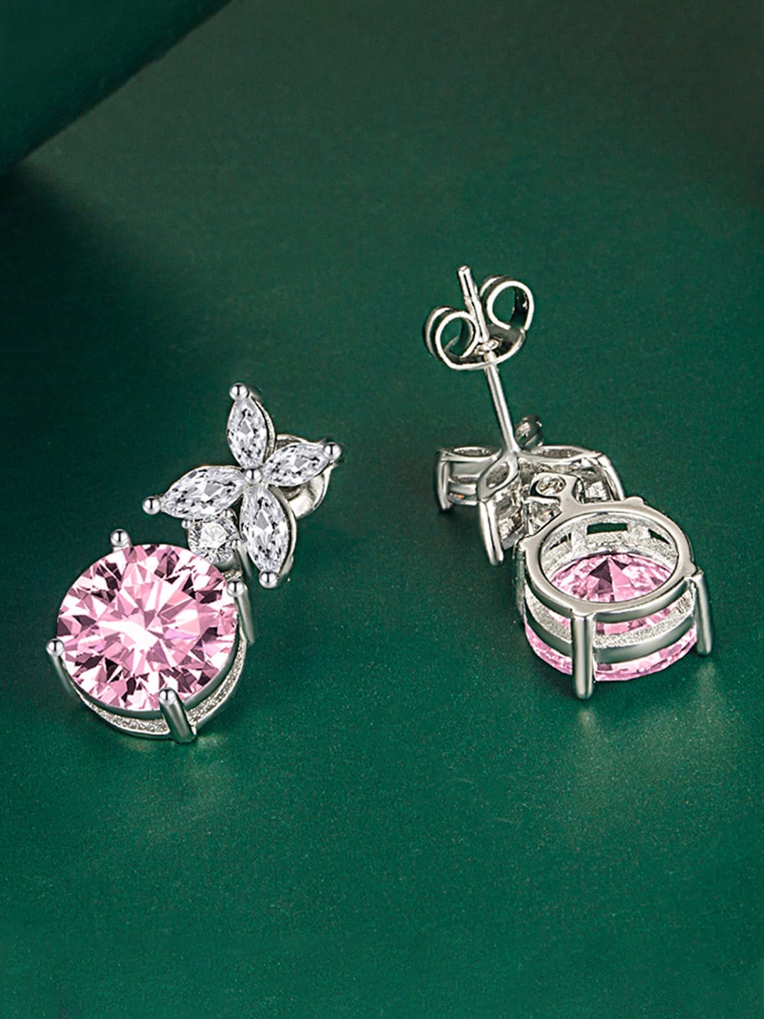 

Designs & You Silver-Plated CZ-Studded Circular Drop Earrings