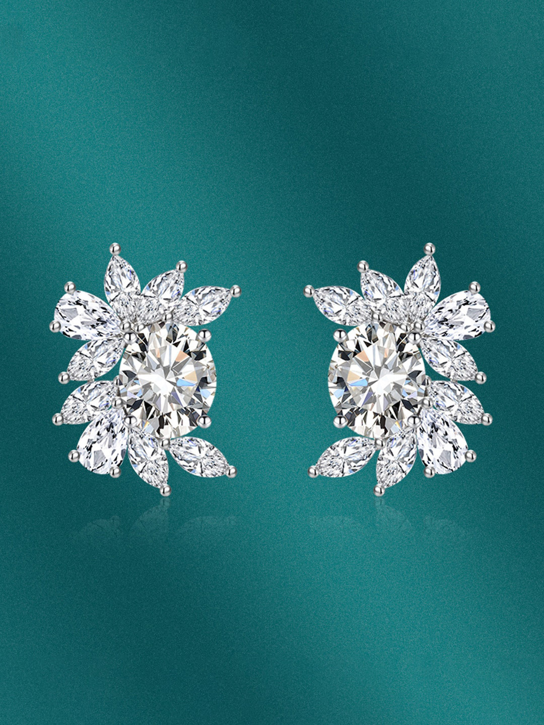 

Designs & You Silver-Plated CZ-Studded Contemporary Stud Earrings